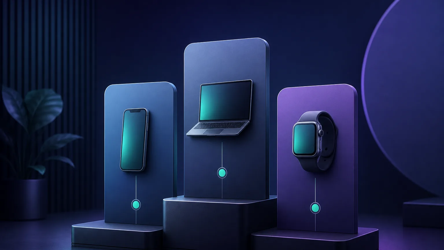 Three product cards standing side by side on a podium like a ranking, each with a small device and a connection icon, representing a comparison of proxy providers.
