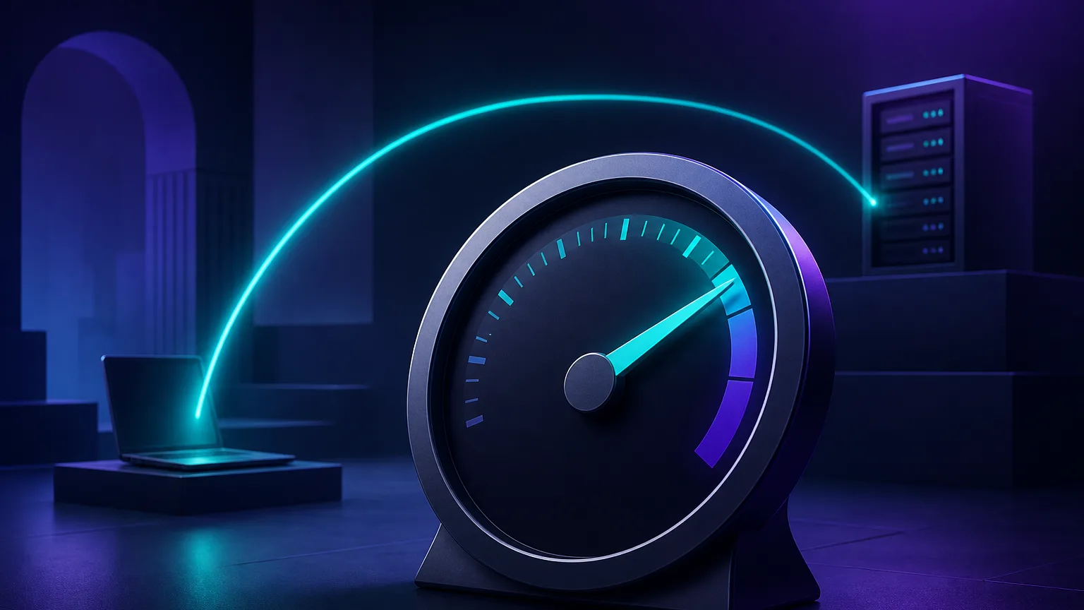 Proxy latency speed dial linking a laptop to a server